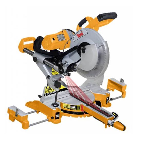 TONI / Double Compound Mitre Saw, Belt Driven with Slide, Laser Worklight, Side Extensions with Stops and Clamp / TMS12DSL